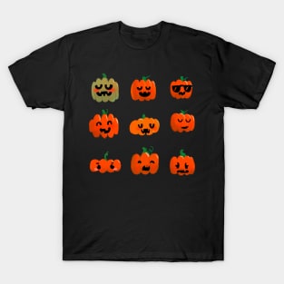 Cute Jack-o'-lantern Pumpkin Pattern Funny faces T-Shirt